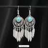 Niche turquoise earrings Bohemian long fringed earrings women's retro design earrings