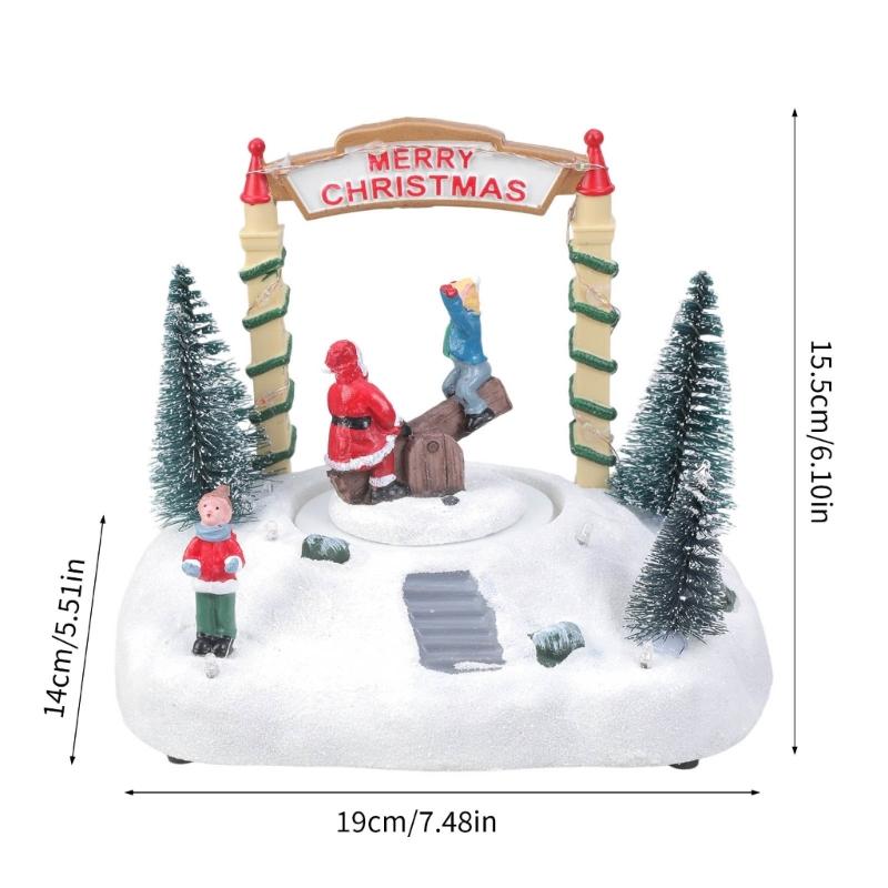 Ecological Friendly Resin Rotating Music Box Christmas Decors with Builts In Music Player and Ambients Lighting Systems