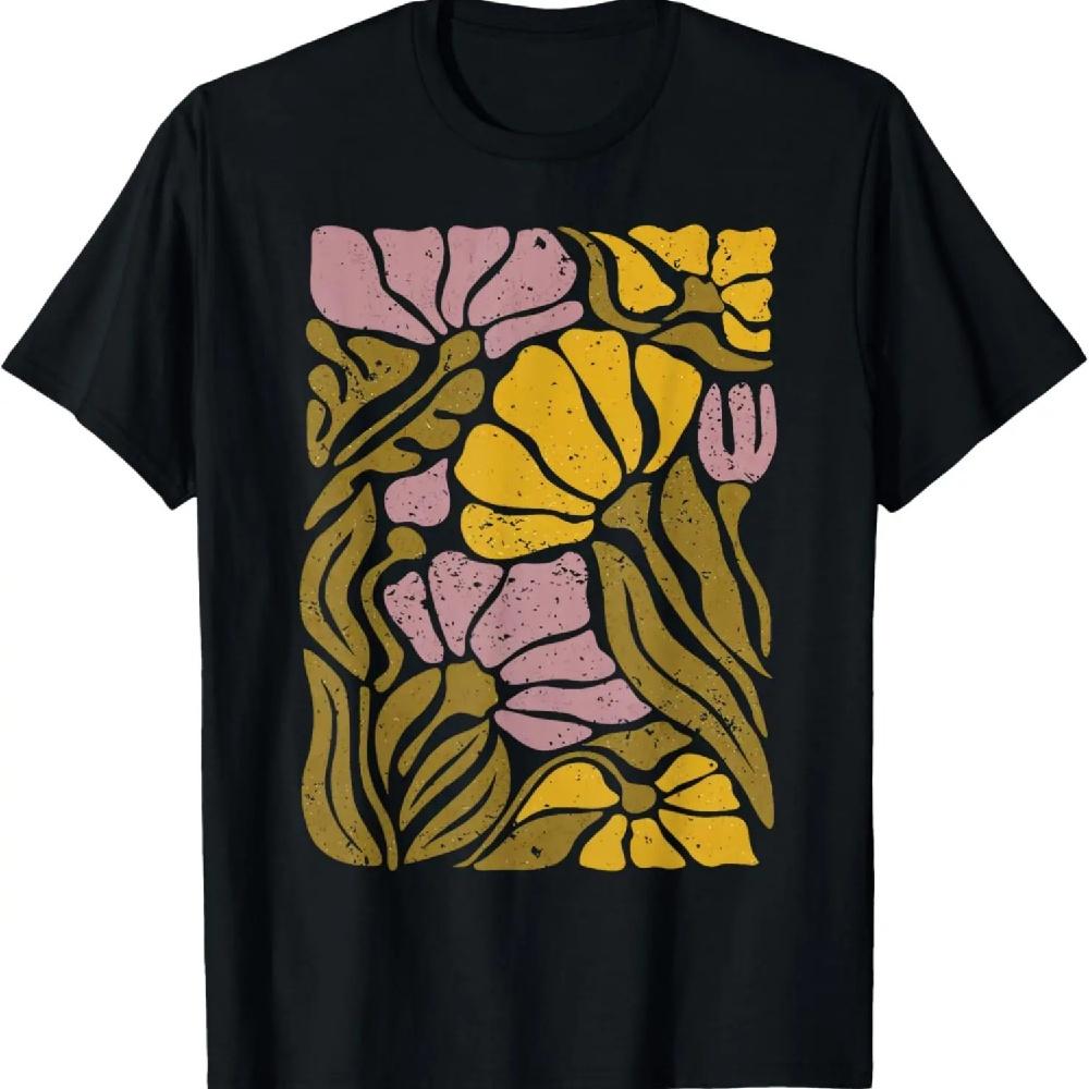 Boho Flower Tee, Retro Botanical Wildflower Gardener T-Shirt