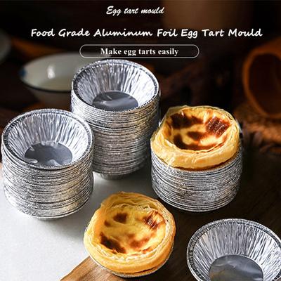 100 Piezas Taza para Tarta de Huevo Molde para Cupcake Desechable Lámina de Estaño Bandeja para Tarta de Huevo Papel de Aluminio Base de Bandeja para Tarta de Huevo de Aluminio