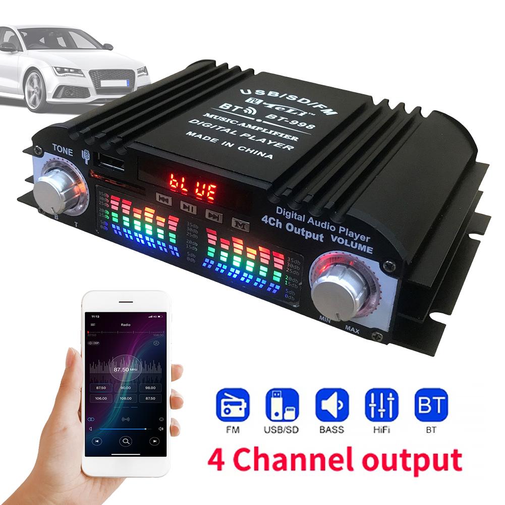 1600W Spitzenleistung HiFi Soundverstärker FM Radio USB Bluetooth-kompatibel Karaoke Player Fernbedienung 4 Kanal HiFi Stereo AMP