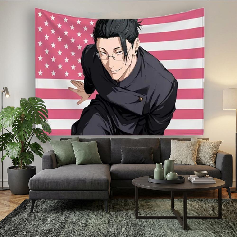 Jujutsu Kaisen Geto Suguru Amerikaanse Vlag Wandkleed, Op Anime Geïnspireerd Muur Banner, Aangepast Slaapkamer & Kapperszaak Decor, Jjk Platte Print
