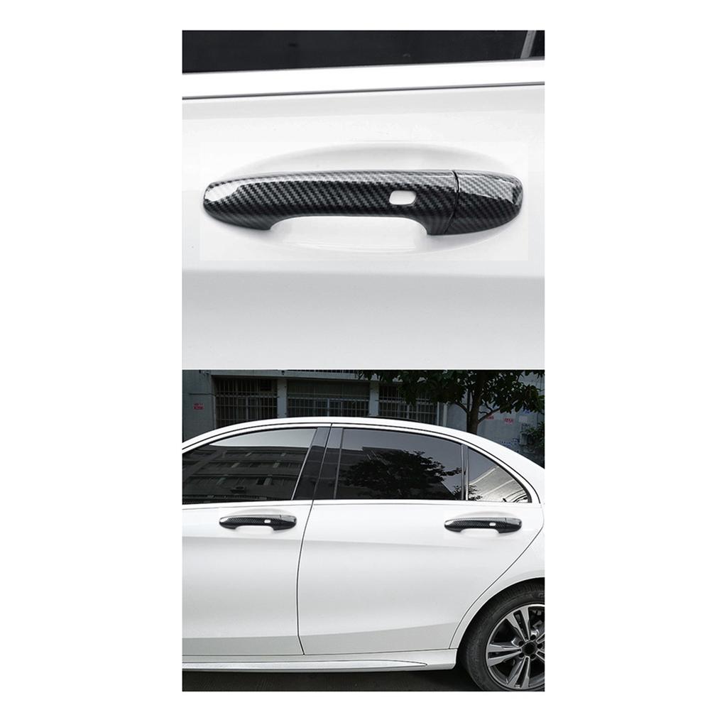 4Pcs Outer Door Handle Cover Trim Stickers for Mercedes Benz C E GLC GLB A B GLE GLS CLA GLA 15-24 4Doors with Holes A