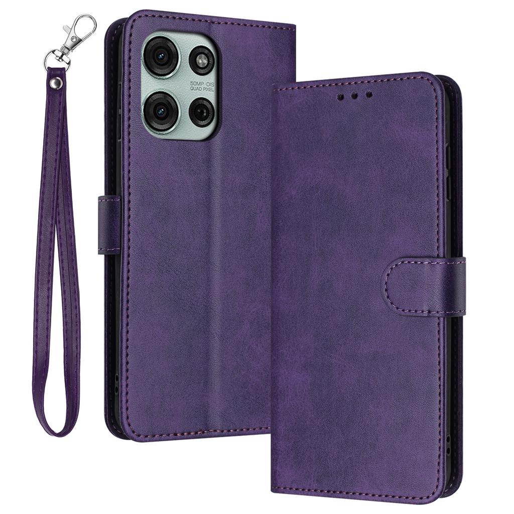 For Motorola Moto G75 5G Case Flip Stand PU Leather Wallet Phone Cover Calf Texture