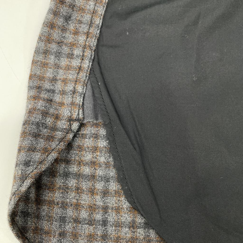 JUNYA WATANABE MAN WD-B022 Black Cotton Broad Wool Flannel Check Long Sleeve Shirt tops XS blackUsed