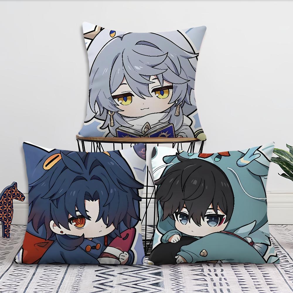 Honkai Star Rail Game Chibi Cute Art Kawaii Funny Comfortable Soft Pillow Case For Sofa Living Room Home Decor Protective Covers