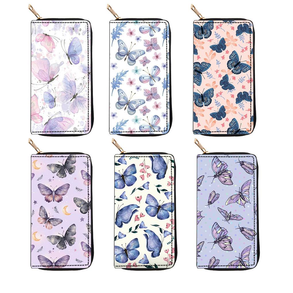 Butterfly Long Zipper Wallet Wallet Wallet Clutch Bag Card Bag Small Quantity
