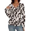 Top Casual de Moda para Mujer con Cuello en V, Manga Larga Raglán Plisada con Estampado Floral