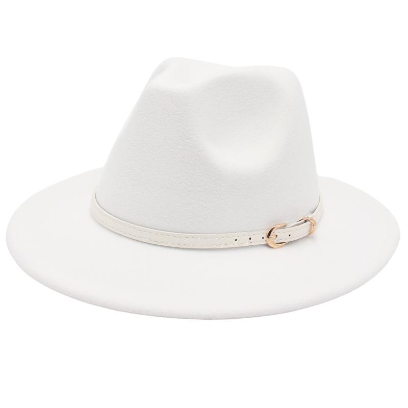 Big Brim Top Hat Women'S Coat With Hat Felt Hat Solid Color Cashmere Jazz Hat