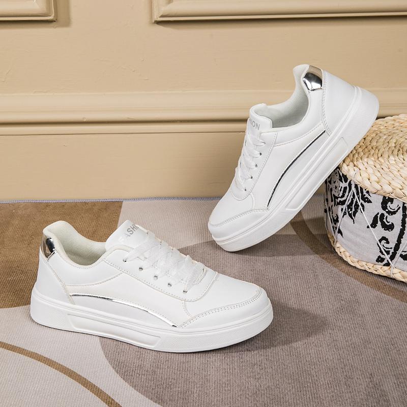 Leather Hot Sell Women Shoes Ladies Casual Skateboard Sneakers For Women Tennis Walking Trend Casual Shoe Italian White