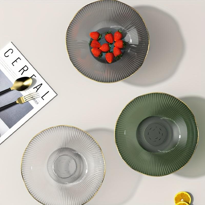 Plateau à fruits de luxe pour la maison, plastique transparent PET, style Ins, plateau à snacks ménager, bordure dorée, panier à fruits fleuri, plateau à fruits KTV, un paquet