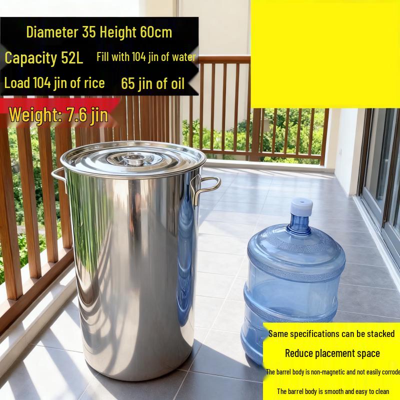 JPHZNB Commercial Stainless Steel Round Bucket with Lid