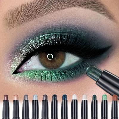 Ombretto in stick opaco e luccicante di lusso, facile da applicare, trucco occhi waterproof a lunga tenuta, toni naturali e neri con riflessi blu e verdi