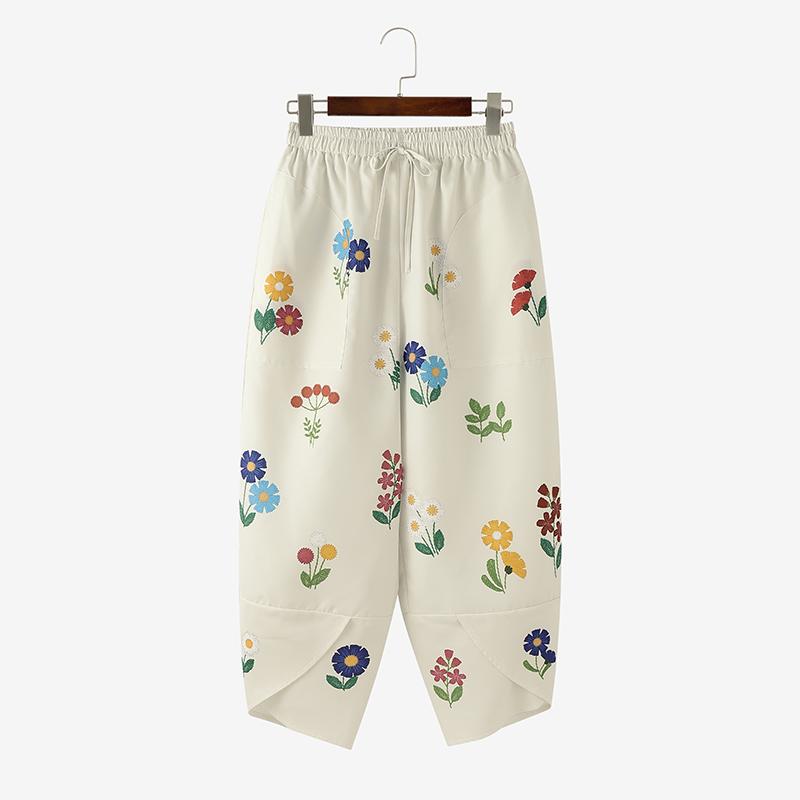 

ZANZEA Женские повседневные брюки-капри свободного кроя с эластичной талией и цветочным принтом 4XL абрикосовый