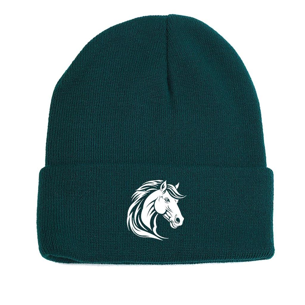 White Wolf Winter Knitted Cap Beanie, Animal Skull Cap Elastic Stretchy Headwear Headwear Knit Hat Beanie
