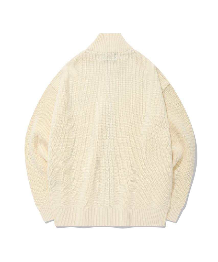 Fallett Oversized Knit Zip-Up Cardigan Ivory
