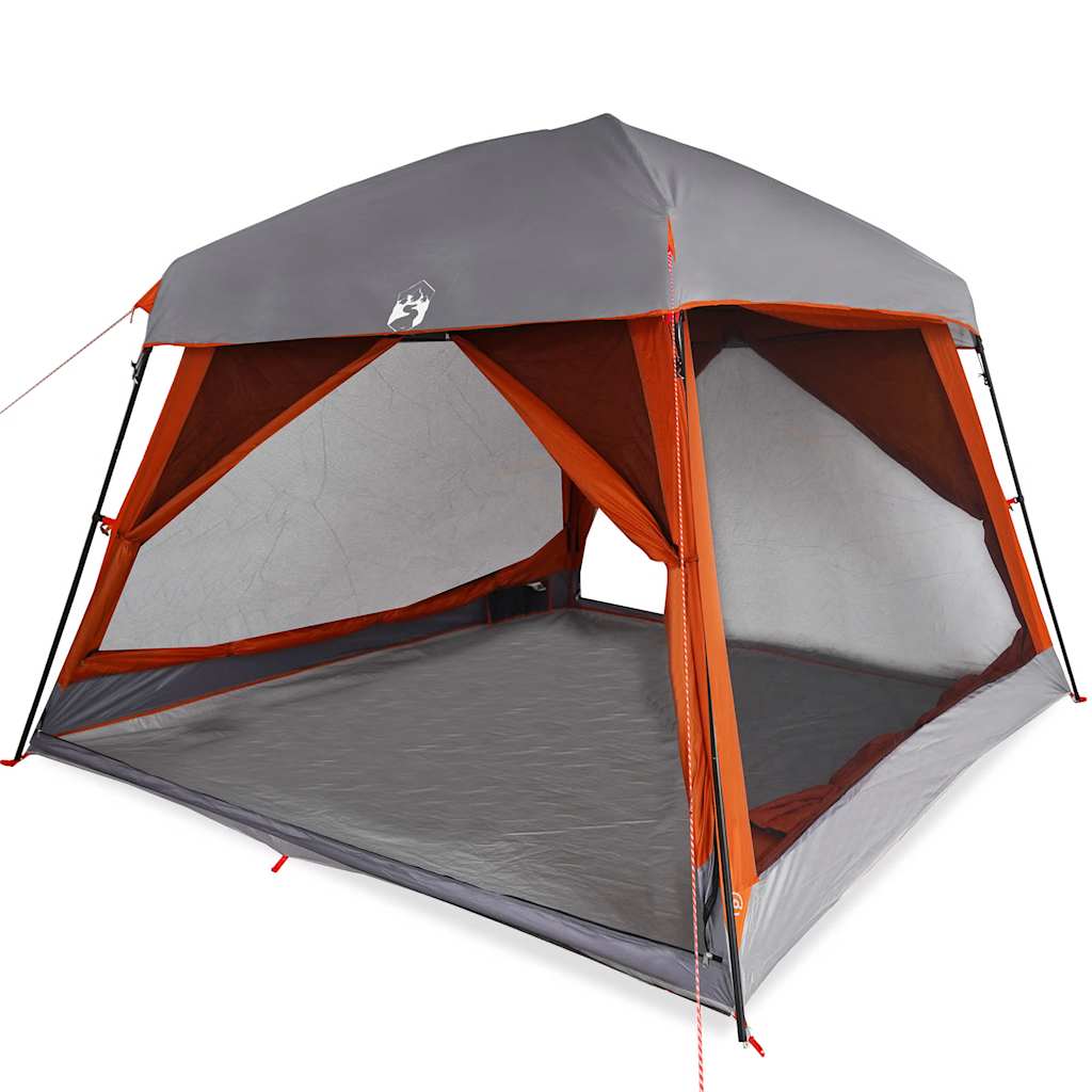 Family Tent for 6 Persons Grey and Orange Waterproof