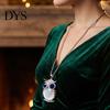 Langlebige glänzende Legierungskette mit Faux-Kristall-Eulenanhänger Halskette für Damen, Lange blaue Pullover-Kette mit Strassstein-Accessoire, Modeschmuck für den täglichen Gebrauch