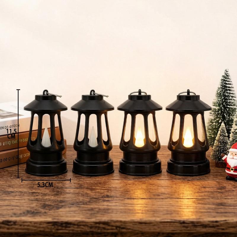Christmas LED retro pony lantern simulated fire light hollow portable hanging atmosphere light desktop ornament Christmas decoration