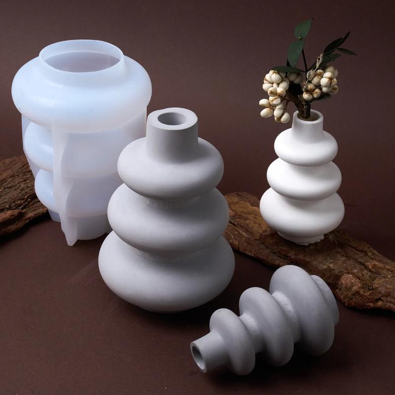 Oregelbunden Vas Silikonform DIY Nordisk Cirkel Rak Blomsterarrangemang Hantverkstillverkning Gips Harts Gjutformar Heminredning