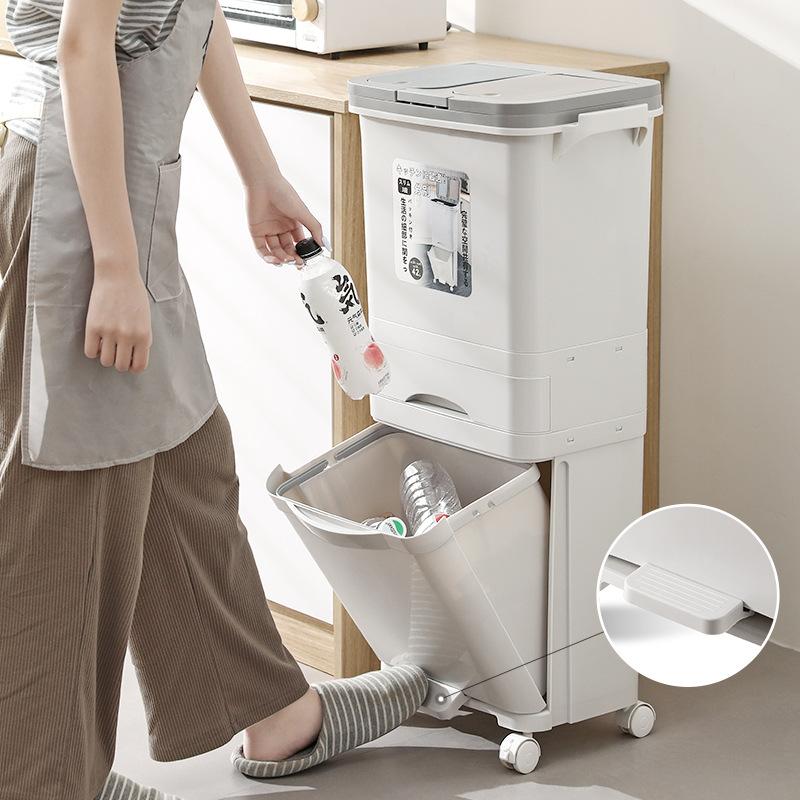 Kitchen Pedal Trash Bin Food Trash Can Plastic Litter Bins Large Capacity Garbage Cans Luxury Rubbish Bin Kitchens Accessories