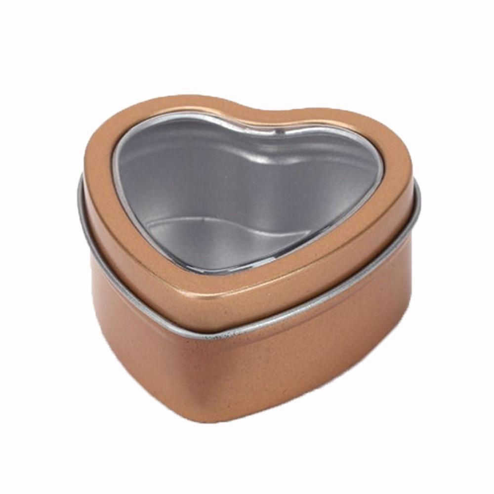 1 Pcs Heart Shape Metal Empty Mini Tin Box Tinplate Candy Pill Candle Tea Cases Bins Jar Containers Small Organizer Storage Box