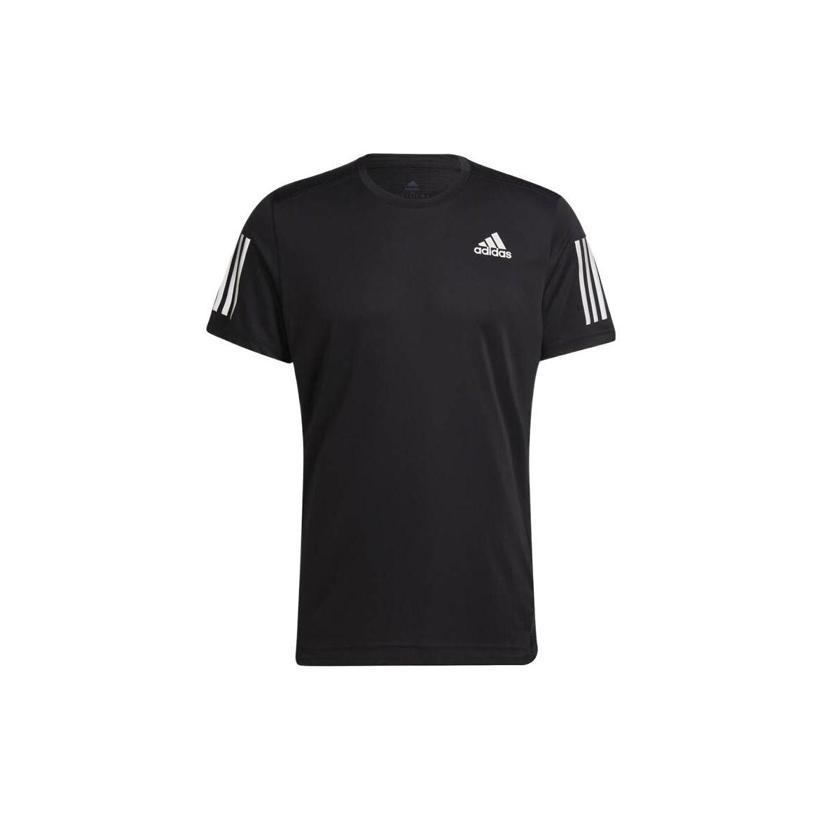 Men s adidas Solid Color Breathable Round Neck Pullover Short Sleeve Black T-Shirt H58591 S