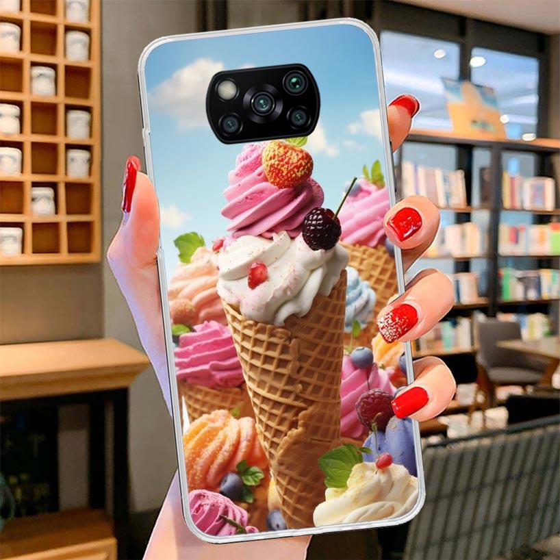 

Macaron Ice Cream Cake Doughnut Cover Phone Case For Xiaomi Poco F7 Ultra X7 X6 X5 Pro M7 Redmi 15C 15 13C 13 12C 12 10C 10 9A 9 Redmi 12C