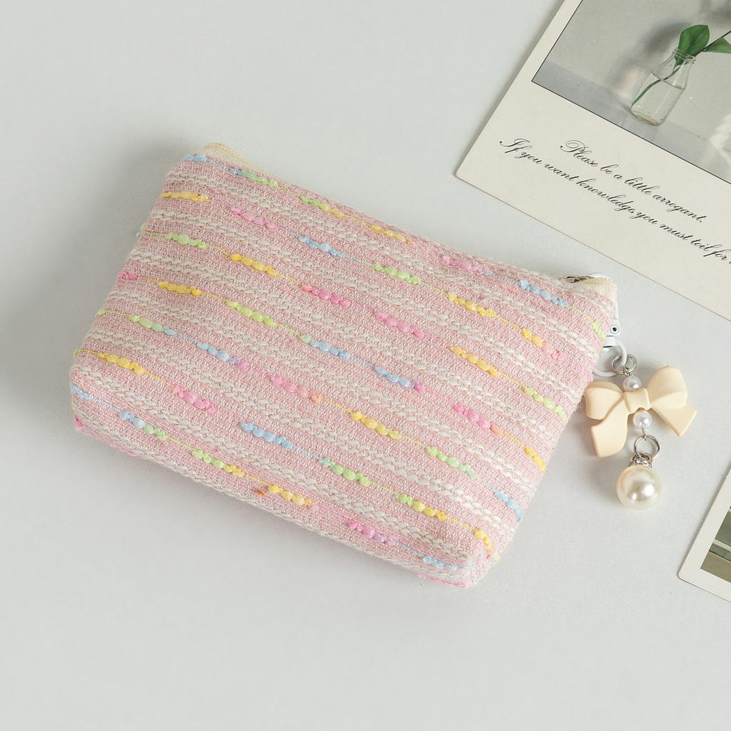 Small Cosmetic Make Up Bag Mini Striped Organizer Bags for Women Lipstick Makeup Case Children Cute Purse Coin Pouch Case