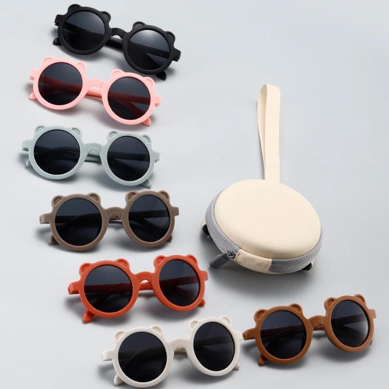 New Folding Childrens Bear Sunglasses Cute UV Protection Glasses for Boys Girls Baby Sunshade Gafas De Sol Mujer
