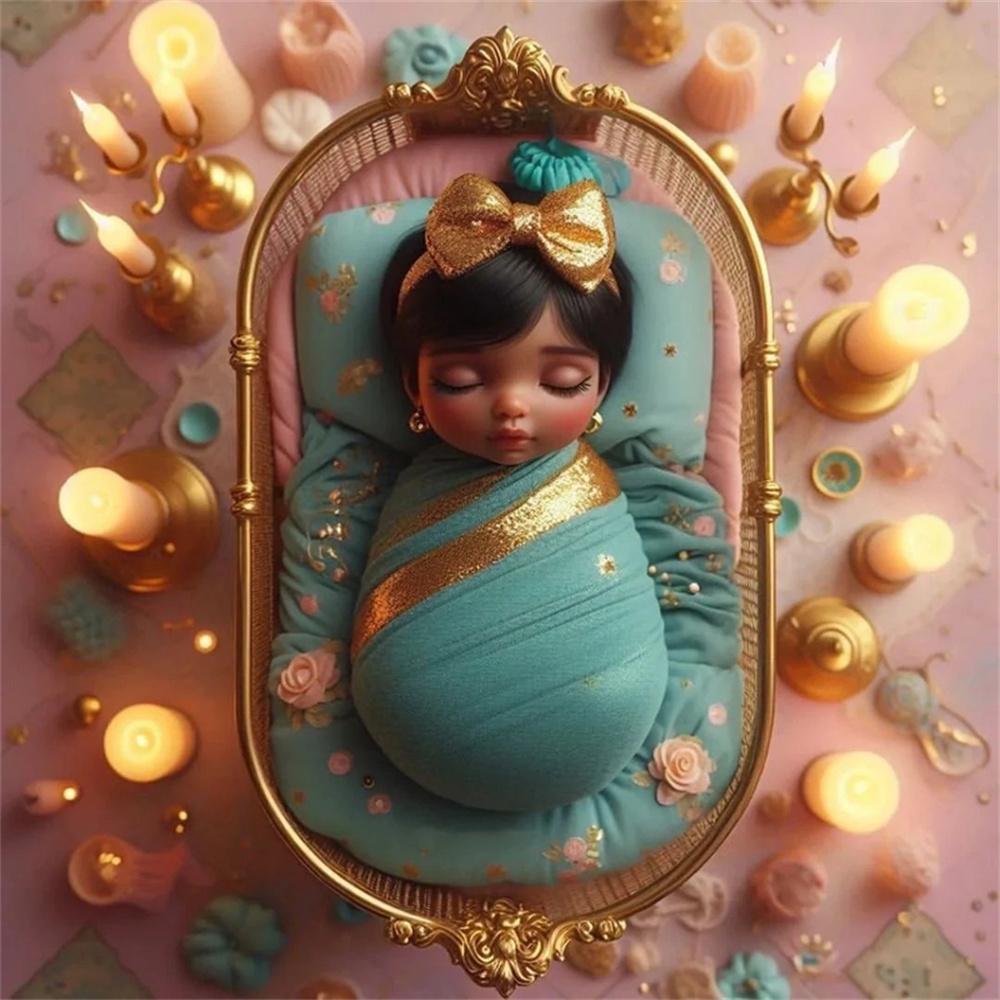 Disney Cartoon 5D Diamond Painting Full of Diamonds DIY Hand-applied Diamond Painting Princess Series Decorative Painting Kit Round 20x20cm