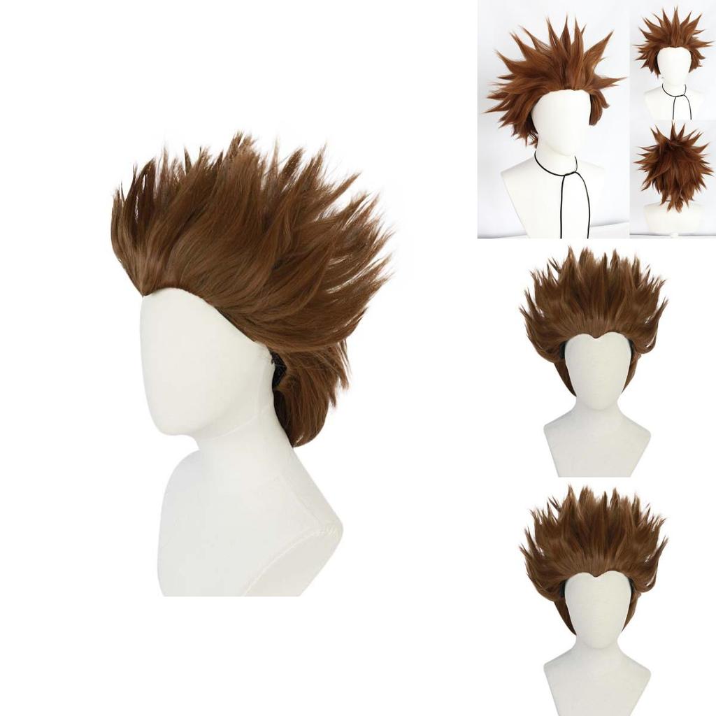 Cosplay-Perücke Braunes kurzes Haar aus Hochtemperaturseide für Bühnen-Rollenspiele