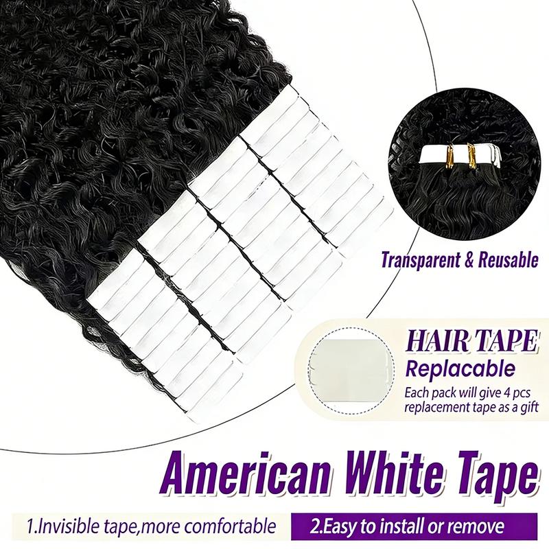Extensii de Păr Deep Wave cu Benzi Adezive Păr Uman Brazilian 100% Adezive Extensii cu Benzi Adezive Ondulate Păr Uman Negru Natural Pentru Femei