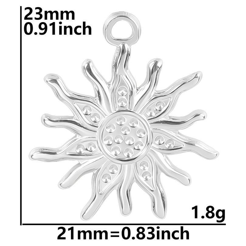 5pcs/Lot Silver Color Le Soleil Pendentif Stainless Steel Charm Pendants For Jewelry Making Supplies Metal Sun Charms Decoration