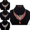 Exquisite Retro Peacock Necklace With Colorful Ear Studs Rhinestone Jewelry Set
