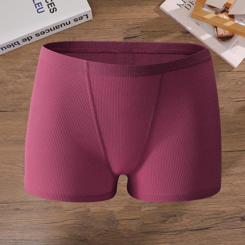 

Women s S-XXL Cotton Crotch Boyshorts Solid Color Thread High Waist Panties Female Elastic Seamless Boxers Sexy Lingerie S фиолетовый