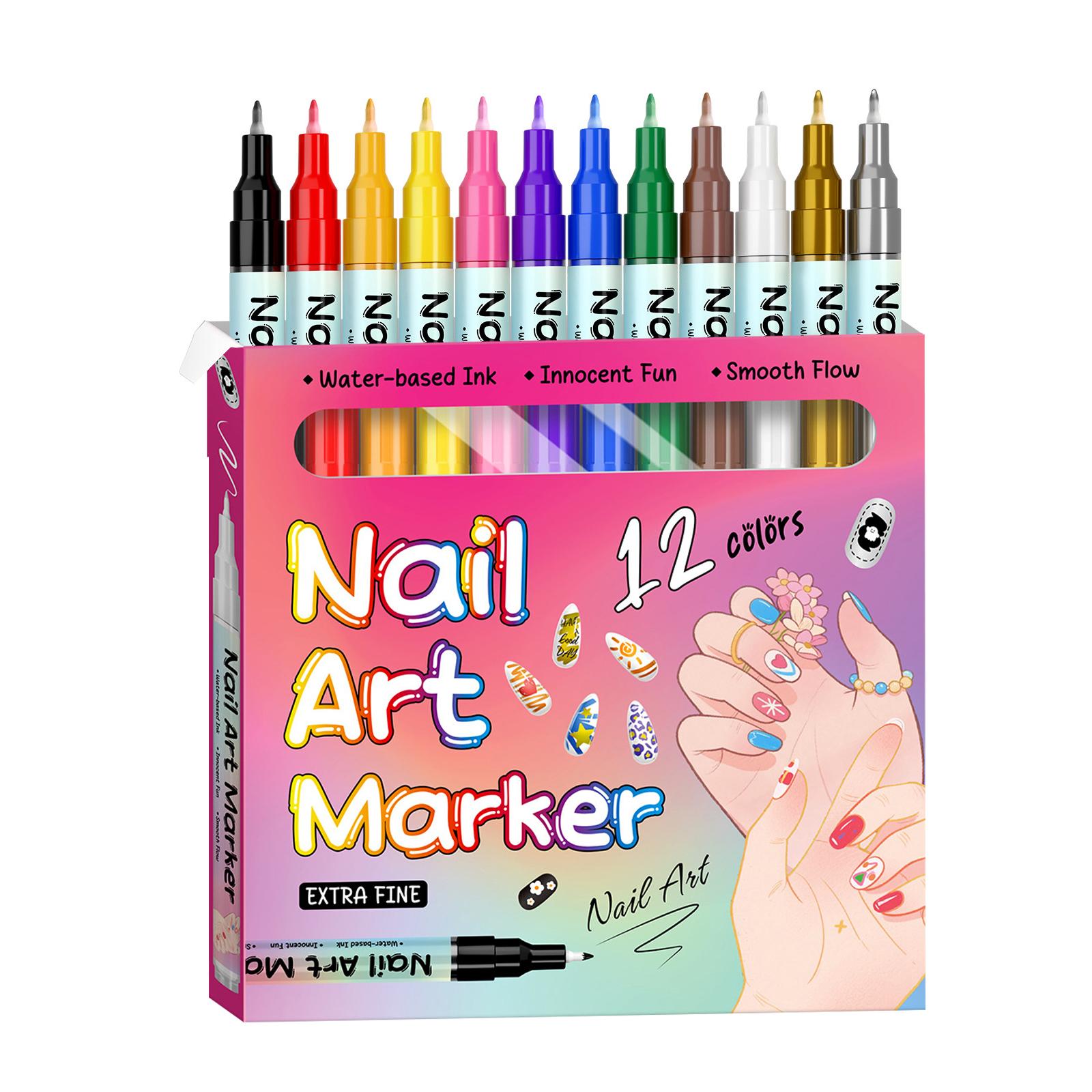 

12/24 Color Nail Art Pens 0.5MM Nail Polish Pens Drawing Painting Point Liner Acrylic Painted Pen Kit Waterproof Quick-drying