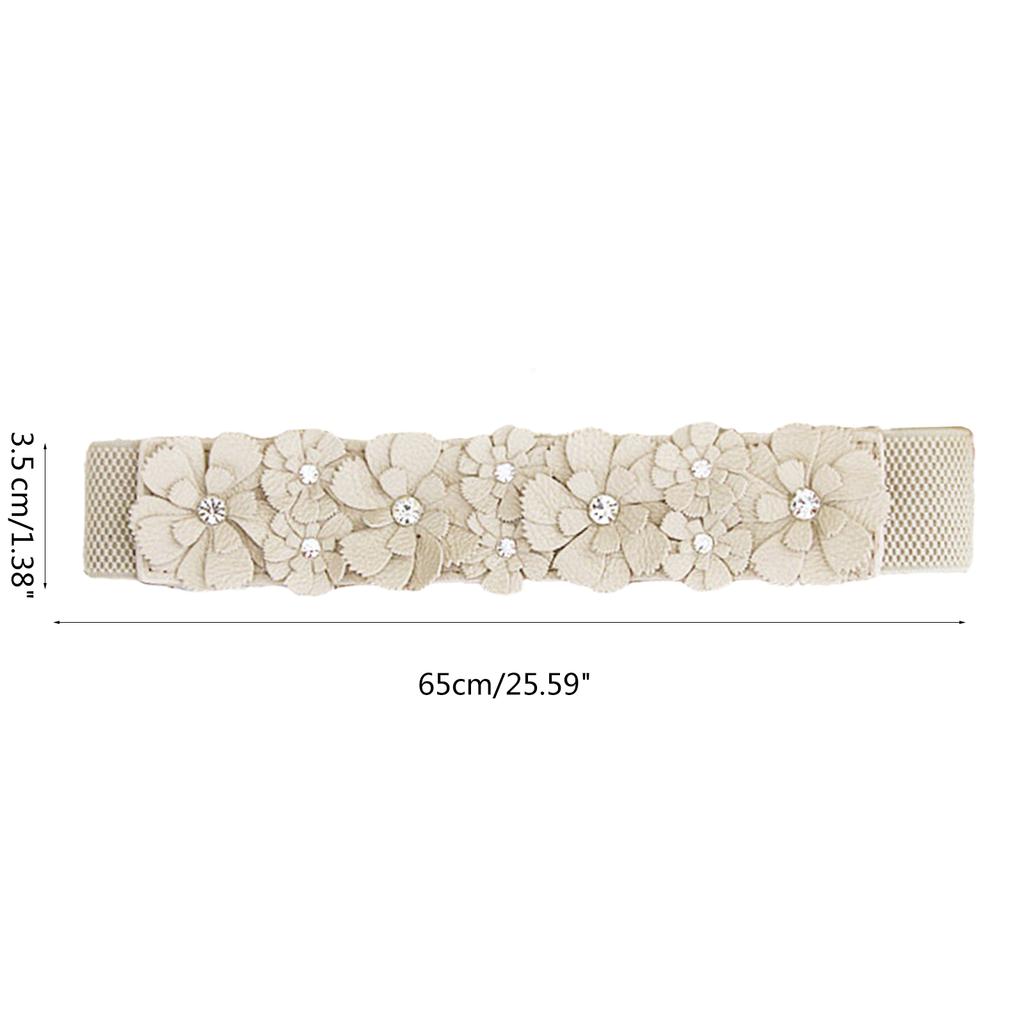 Ladies Elegant Style Waist Belt Delicate PU Flower Decors Stretchy Belt Universal Dress Women Summer Shirt Waist Belt