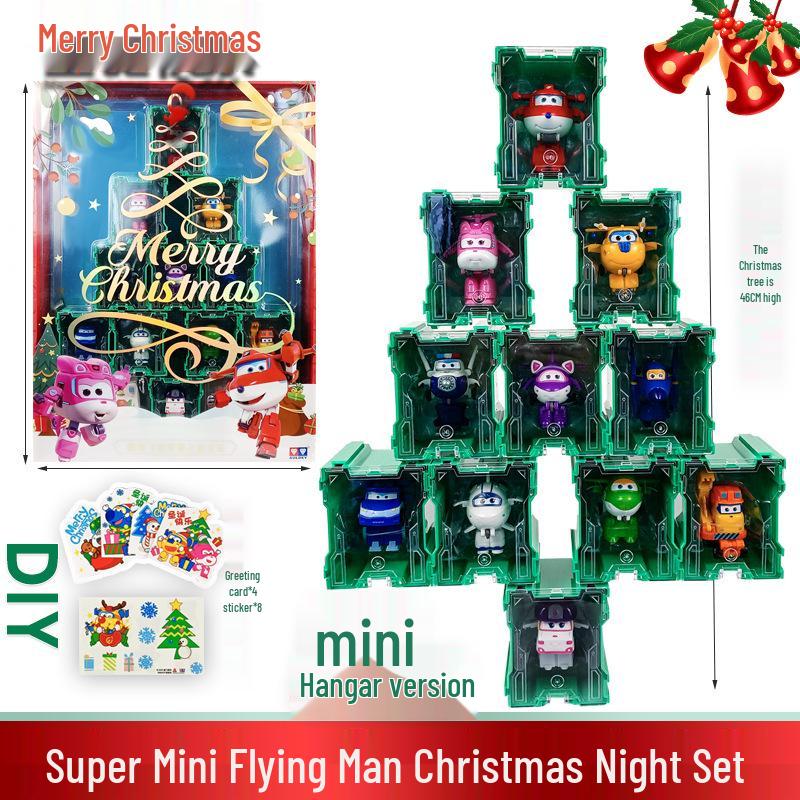 Super Wings 13-Piece Mini Transforming Robot Set: Jett, Big Strong, Jin, and Mighty Little Wing Toys