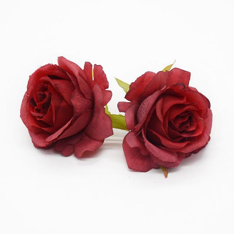 50Pcs Artificial Flowers Silk Roses Heads Home Wedding Decorations Valentine's Day Garland Palnts Wall Festival Diy Supplies Box