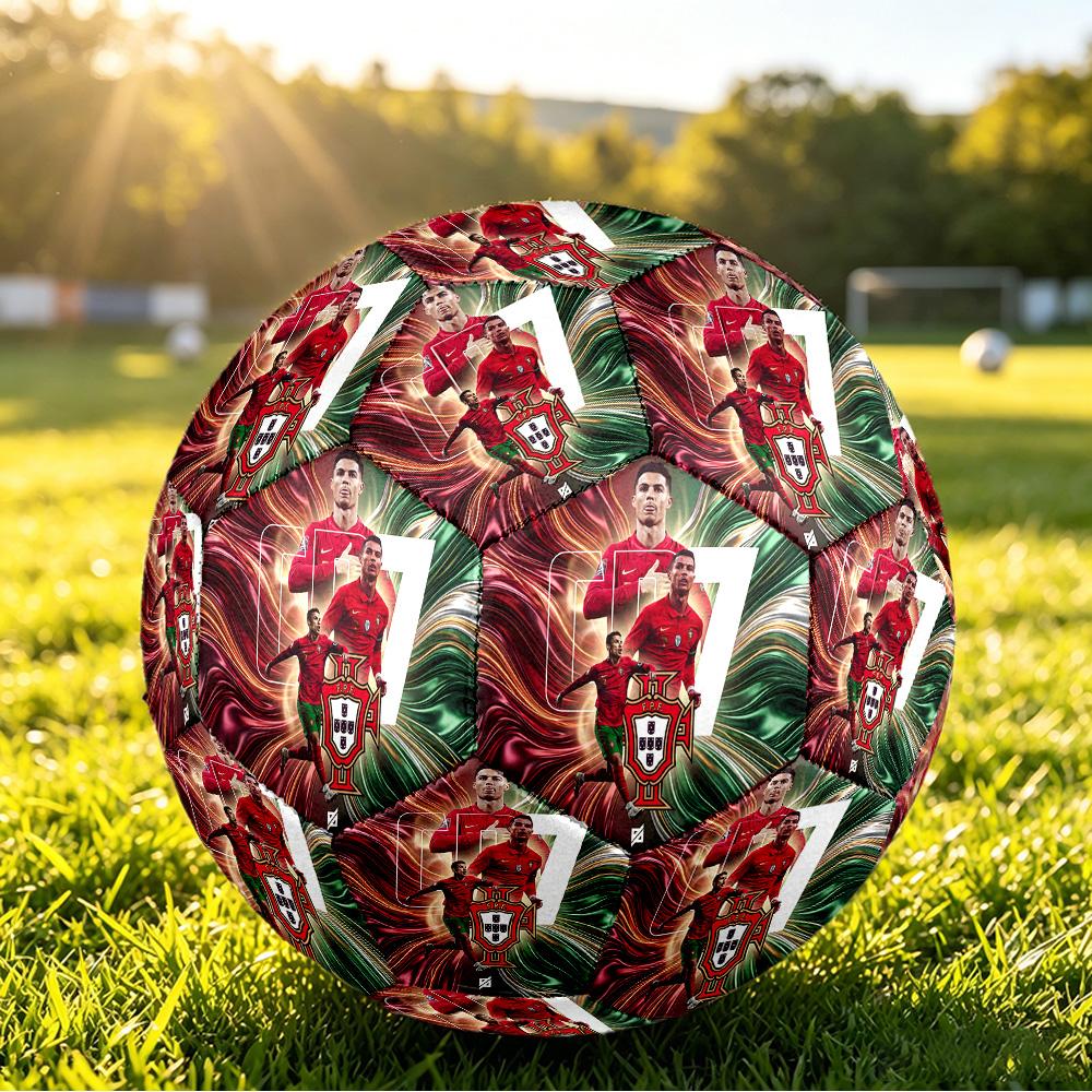 Portugal Football Printed Size 5 Soccer Ball Wear Resistant Standard Adult Training Football Fan Gift for Indoor Outdoor Match Sports