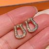 Zircon Horseshoe Buckle Small Stud Earrings, Simple Korean Versatile Women'S Fashion Earrings, Light Luxury Earrings With Temperament