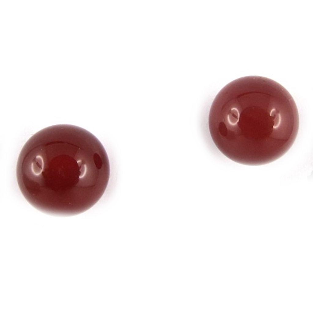 Les Trésors De Lily [K9630] - Carnelian Red 'Mineralia' Silver Earrings 8 Mm