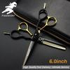 6.0-Inch God Walker Black Gold Hairdressing Barber Scissors - Straight & Thinning Shears