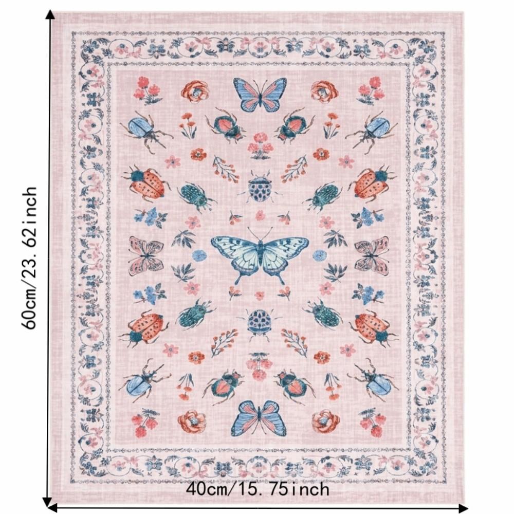 Soft Flower Carpet Non-slip Door Gasket Durable Blanket for Living Room Tea Table Bedside