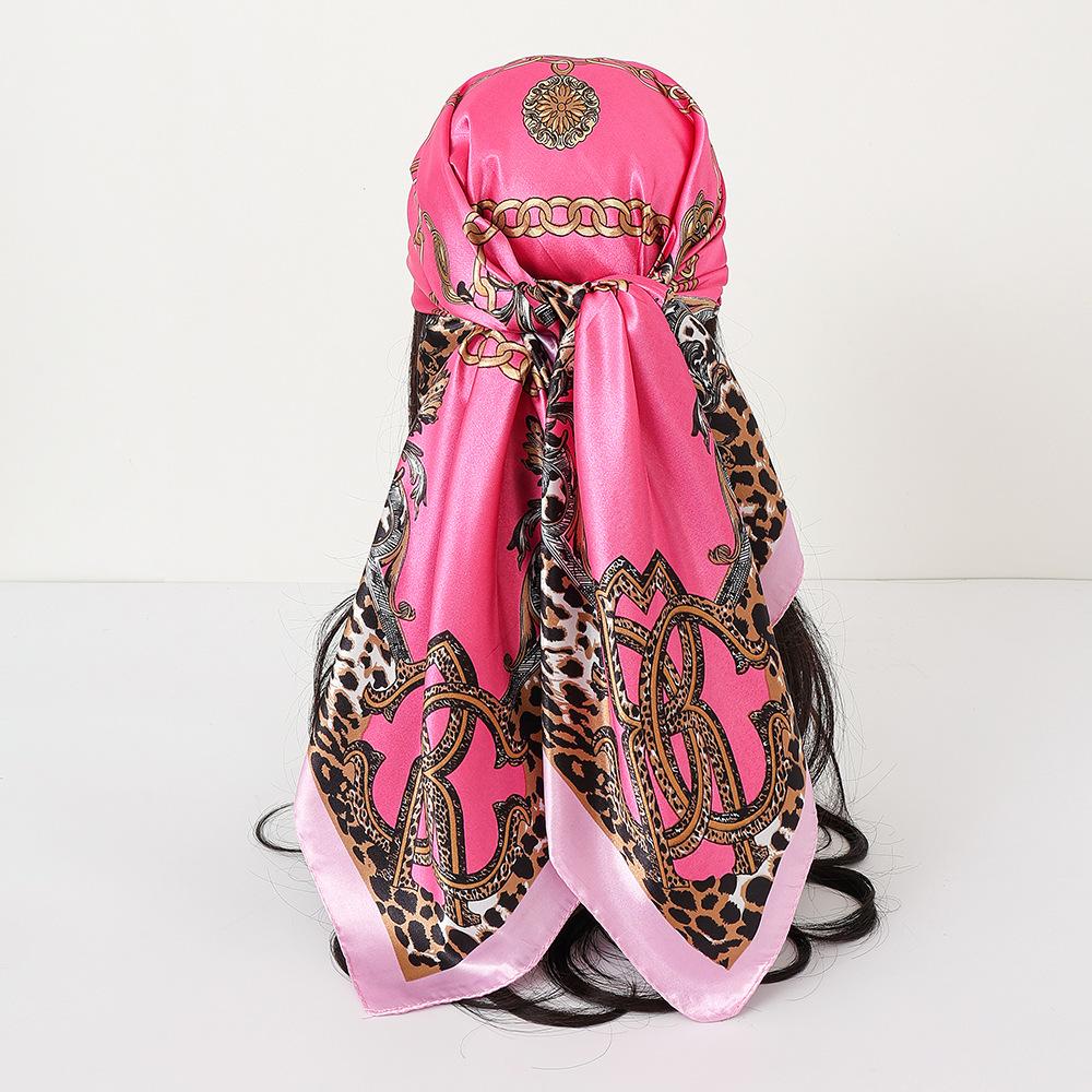 Printed Satin Silk Imitation Scarf Women Flowered Branches Floral Fresh Pashmina Shawls Silk Wraps Ladies Hijab Scarves 90X90Cm