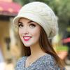 Women Winter Hat Thick Plush Knitted Short Brim Heat Retention Windproof Headgear Solid Color Commuting Outdoor Beanie