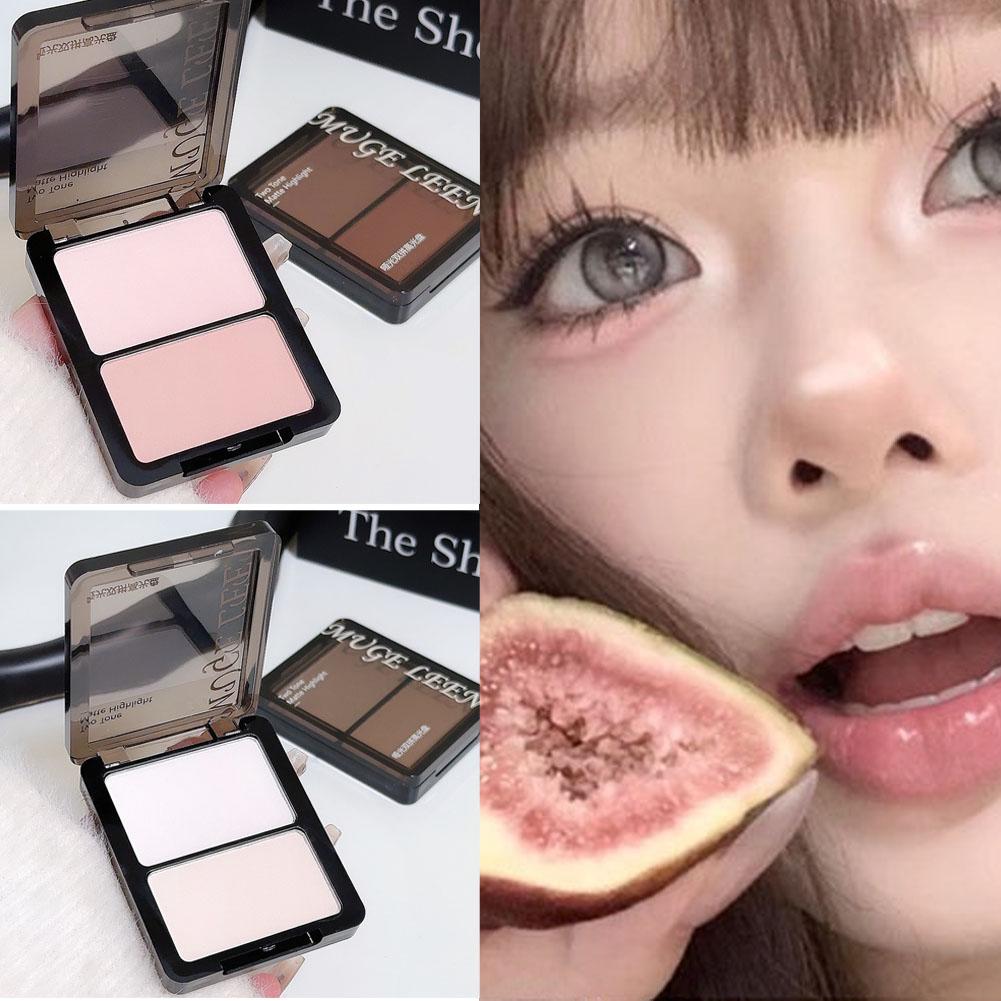 2IN1 Highlighter/Contour/Blush Makeup Palette Face Makeup Matte Lighten Facial Highlight M3K2