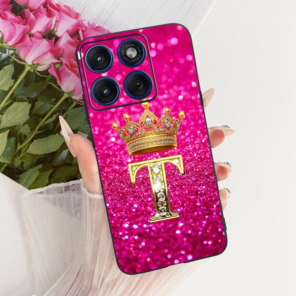 For Motorola Edge 70 Fashion Crown Letter Phone Case For Motorola Moto X70 Air Edge70 5G XT2601-2 Black Silicone Soft Cases