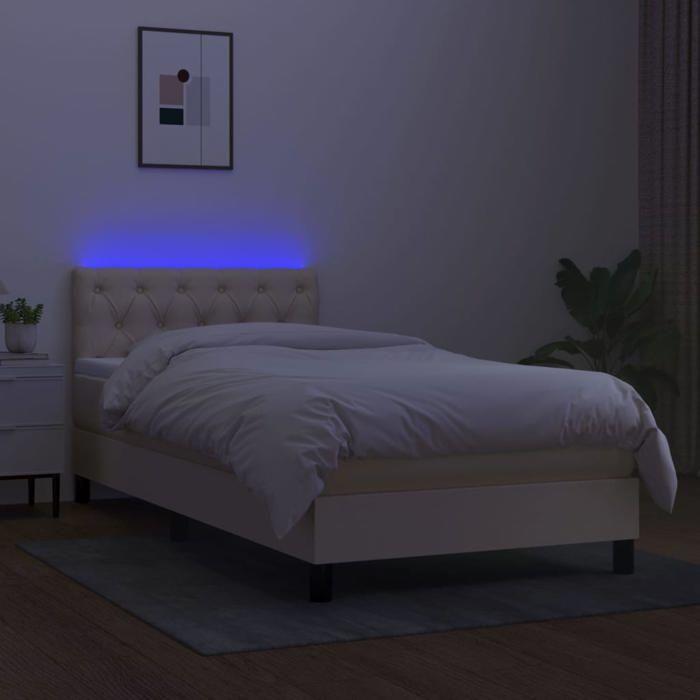 Maison Exclusive - Sommier à lattes de lit avec matelas LED Crème 80x200 cm Tissu